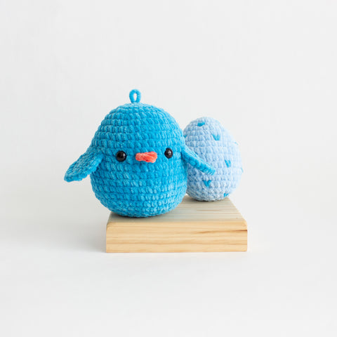 Crochet Amigurumi Cuddly Blue Chick and Blue Egg- READY TO SHIP