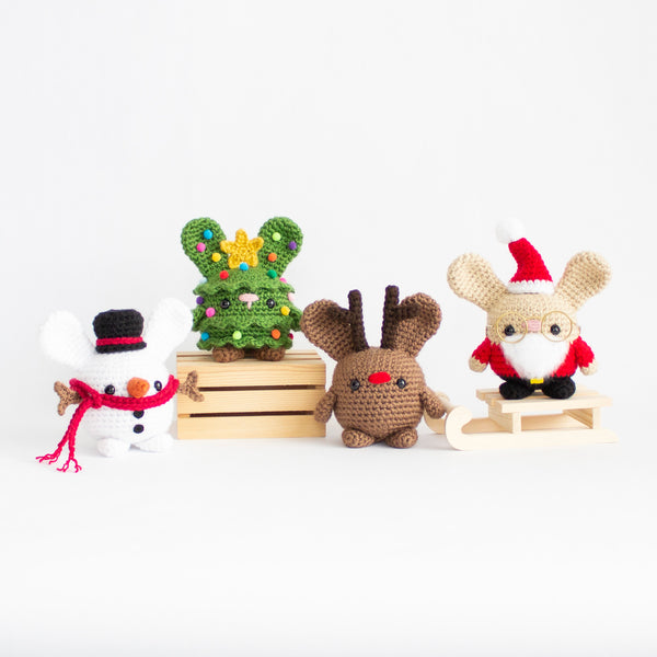 Seasonal Chubby Bunny Crochet Pattern Pack - Christmas Themed Amigurumi