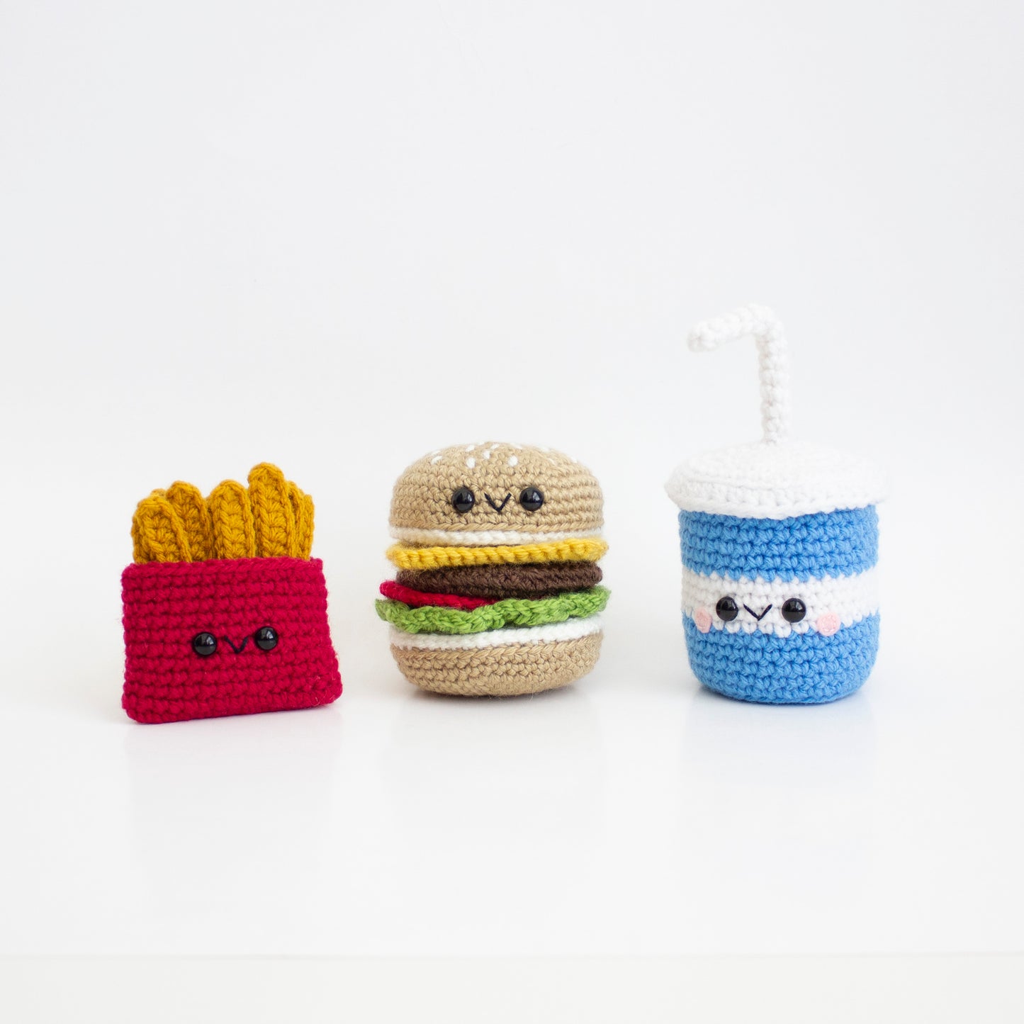 Crochet Burger Fries and Soda Pattern - Amigurumi Kid Kitchen