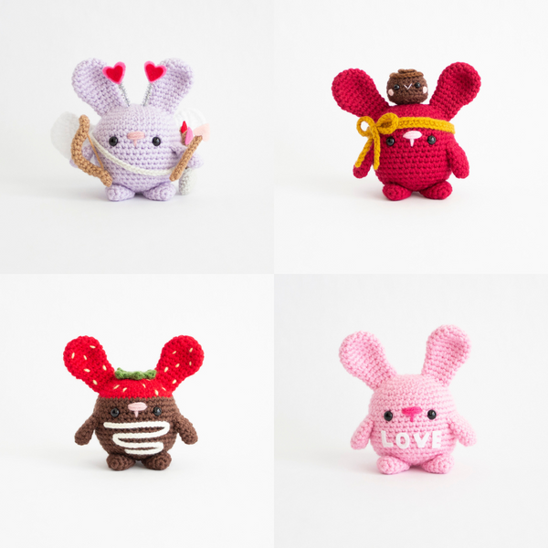 Valentines Day Seasonal Crochet Chubby Bunnies Patterns - Amigurumi