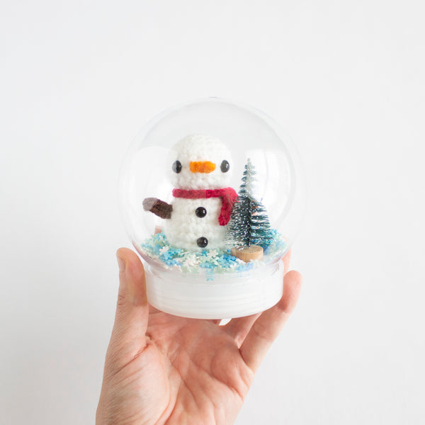 Crochet Snowman Snow Globe- PREORDER