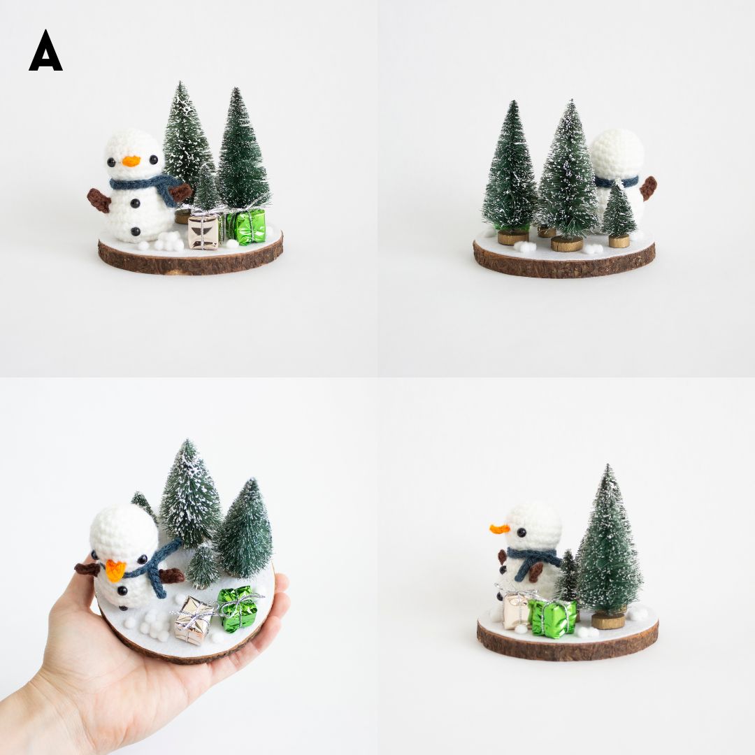 Crochet Snowman Winter Scene
