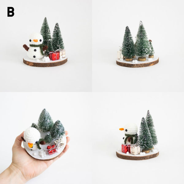 Crochet Snowman Winter Scene