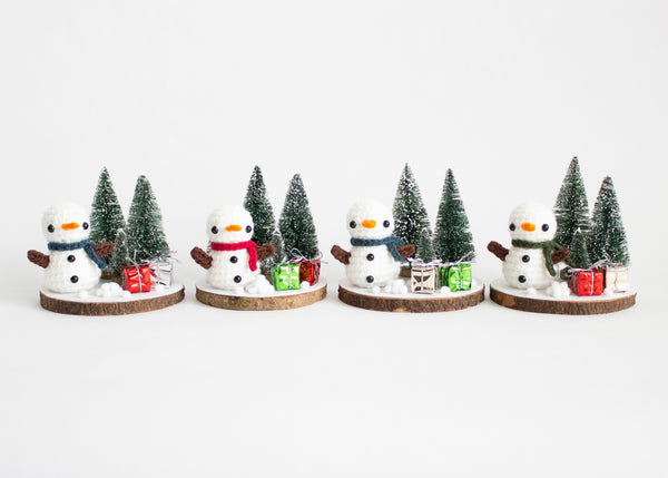Crochet Snowman Winter Scene