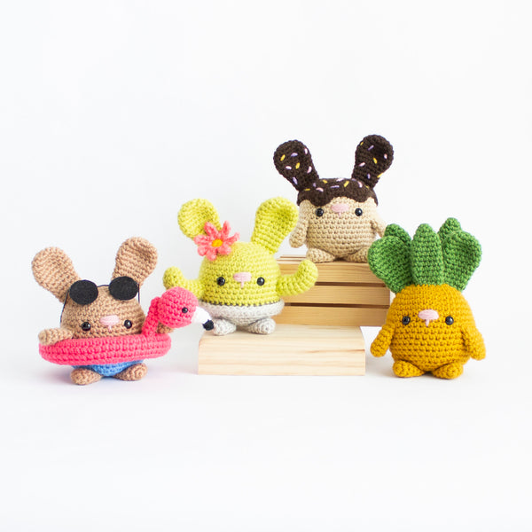 Seasonal Chubby Bunny Crochet Pattern Pack - Summer Themed Amigurumi