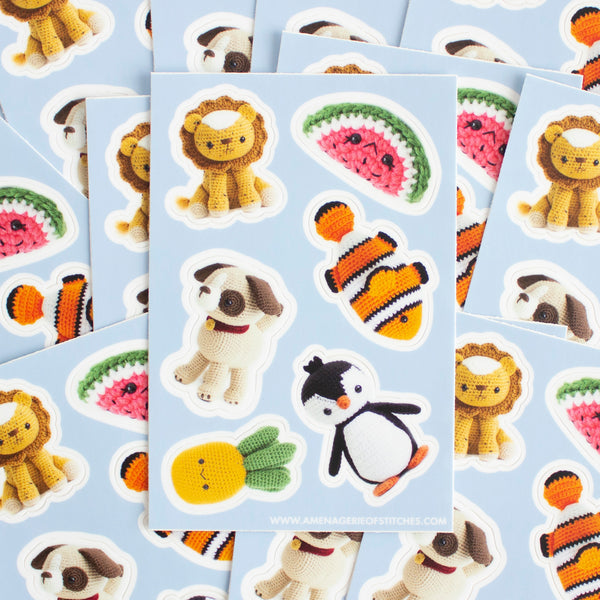 Crochet Characters- Vinyl Sticker Sheet