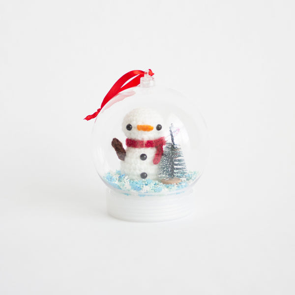Crochet Snowman Snow Globe Ornament