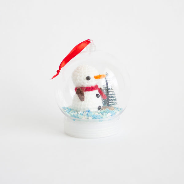 Crochet Snowman Snow Globe Ornament