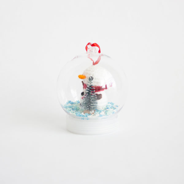 Crochet Snowman Snow Globe Ornament