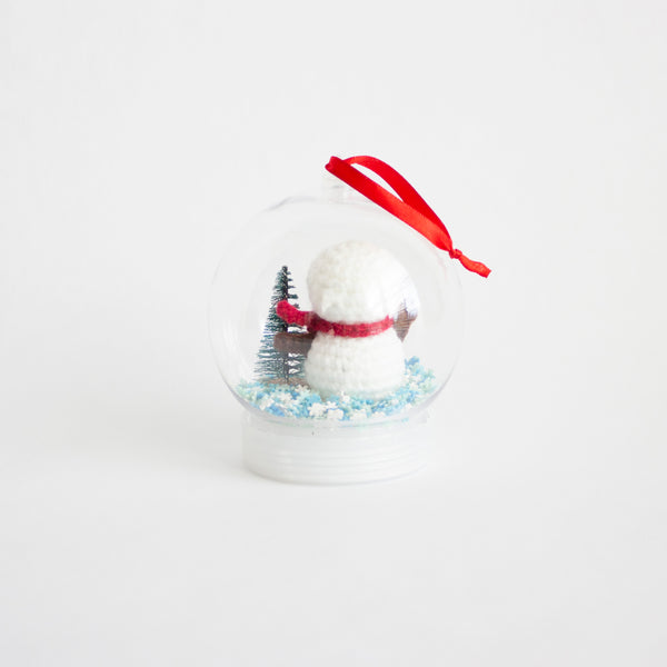 Crochet Snowman Snow Globe Ornament