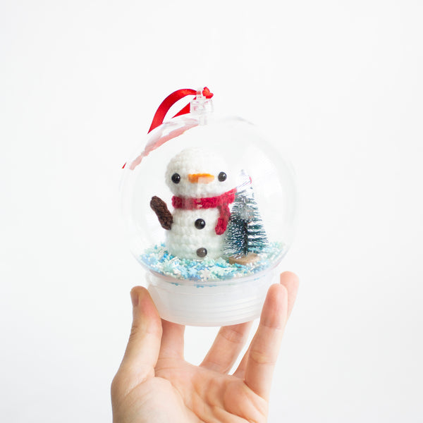 Crochet Snowman Snow Globe Ornament
