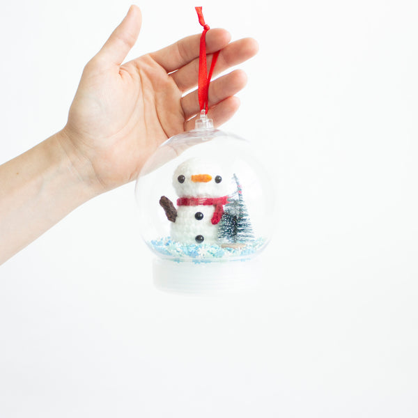 Crochet Snowman Snow Globe Ornament