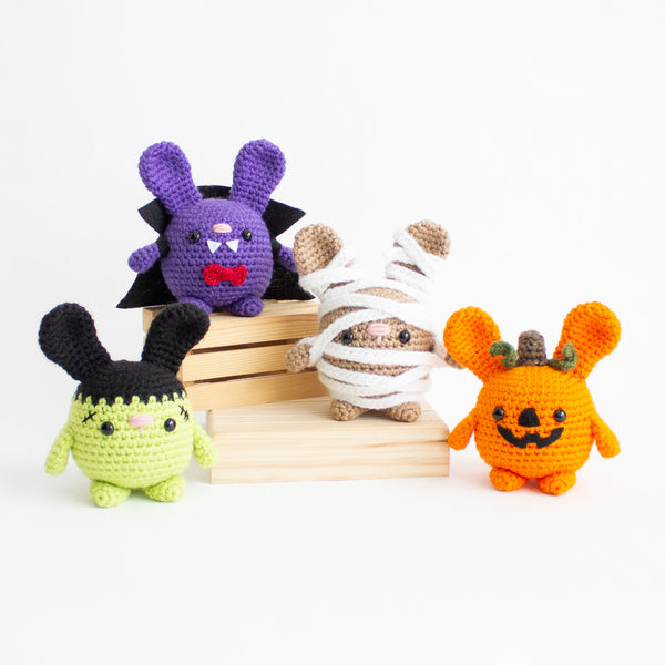 Seasonal Chubby Bunny Crochet Pattern Pack - Halloween Themed Amigurumi