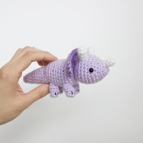 100 Days of Mini Amigurumi v1 - Triceratops Crochet Pattern - A Menagerie of Stitches - Lauren Espy