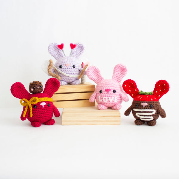 Seasonal Chubby Bunny Crochet Pattern Pack - Valentines Day Themed Amigurumi