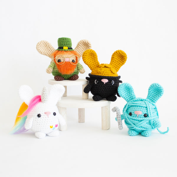 Seasonal Chubby Bunny Crochet Pattern Pack - St Patricks Day Themed Amigurumi