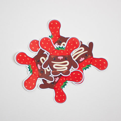 Chocolate Covered Strawberry Bunny Kawaii Crochet Sticker Group