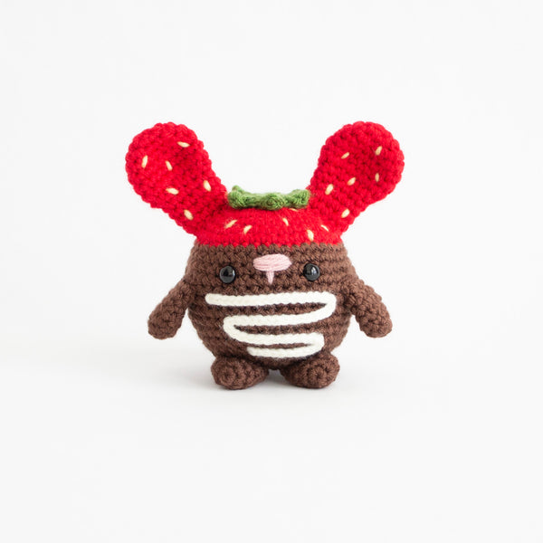 Valentines Day Seasonal Crochet Chubby Bunny Pattern - Amigurumi Chocolate Covered Strawberry
