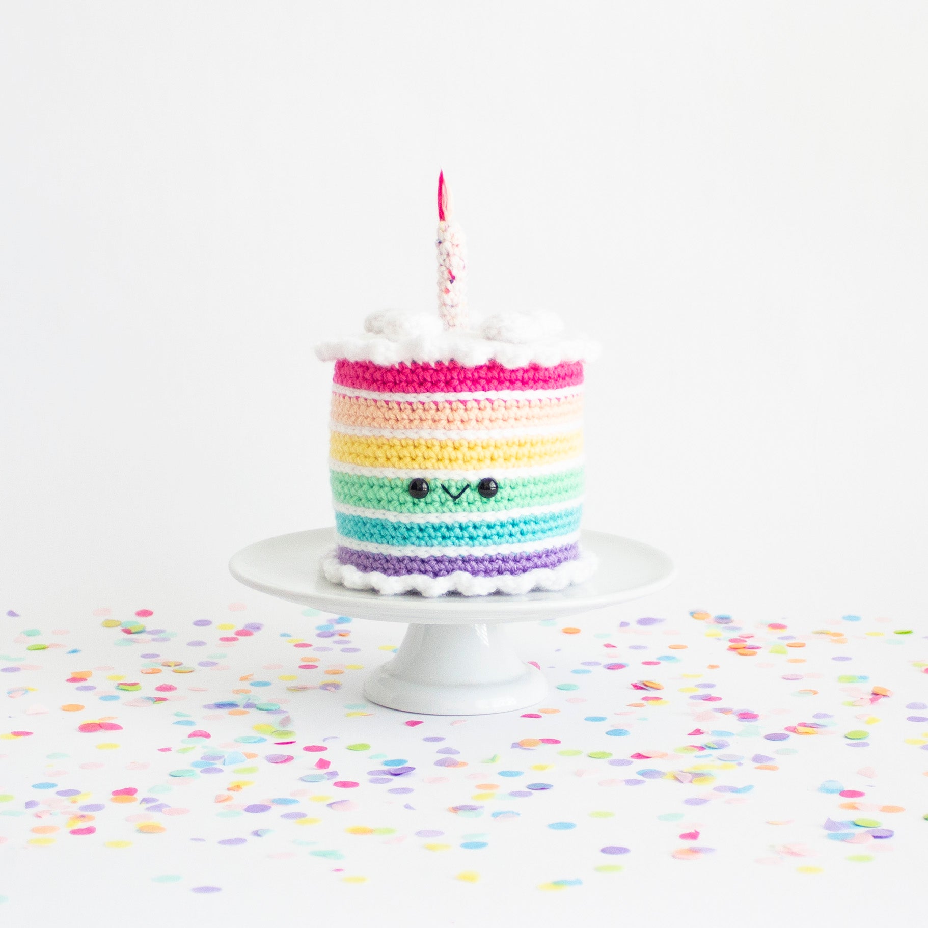 Easy Crochet Rainbow Cake Pattern - Happy Birthday