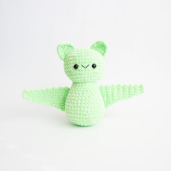Green Plushie Bat Crochet Pattern - Amigurumi Wings Spread