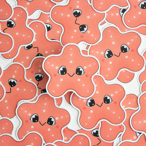 Kawaii Pink Starfish Vinyl Sticker - Close Up