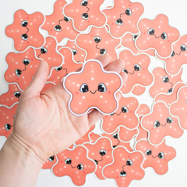 Kawaii Pink Starfish Vinyl Sticker - Group