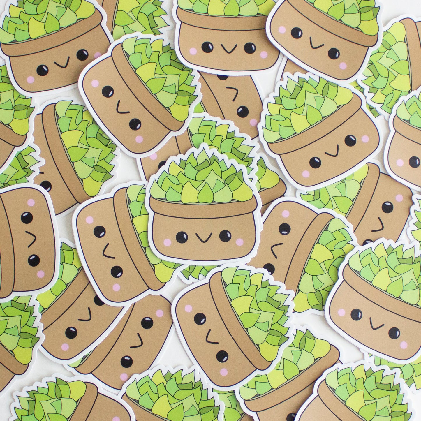 Kawaii  Succulent Cactus Crochet Sticker - Vinyl